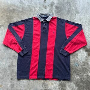 Vintage Polo Ralph Lauren Vertical Striped Long Sleeve Rugby Shirt Size XL